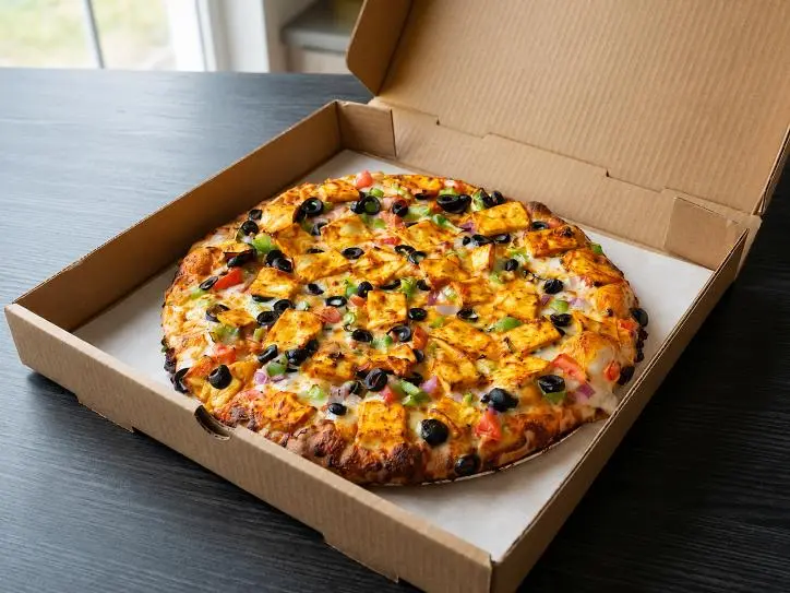 Tandoori paneer pizza with smoky tandoori paneer and Indian spices at Pizza Blvd Brampton