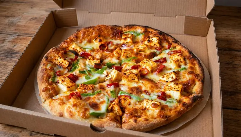 Spicy paneer pizza with a bold spicy kick at Pizza Blvd Brampton West
